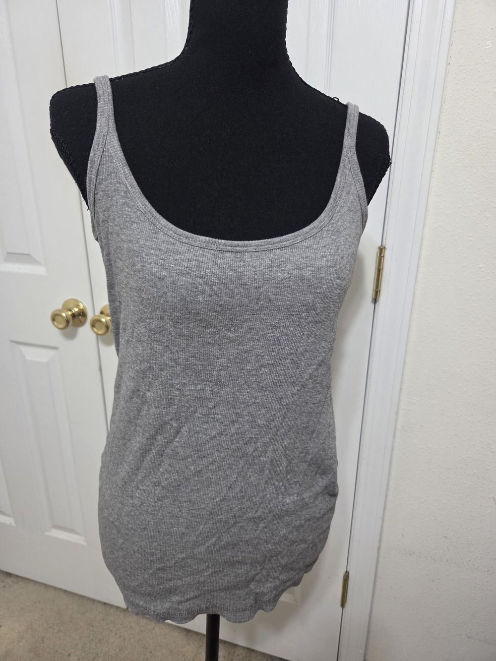 Everyday Scoop Neck Ribbed Tank Top - Gray